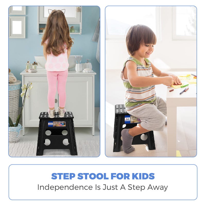 ACKO 2PACK Folding Step Stool - 13" Height Premium Heavy Duty Foldable Stool for Kids and Adults, Kitchen Garden Bathroom Stepping Stool (Black, 2PACK) - Image 2